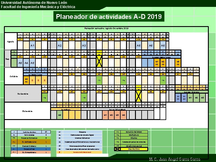 Universidad Autónoma de Nuevo León Facultad de Ingeniería Mecánica y Eléctrica Planeador de actividades