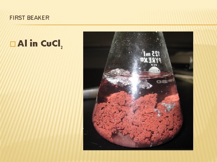 FIRST BEAKER � Al in Cu. Cl 2 