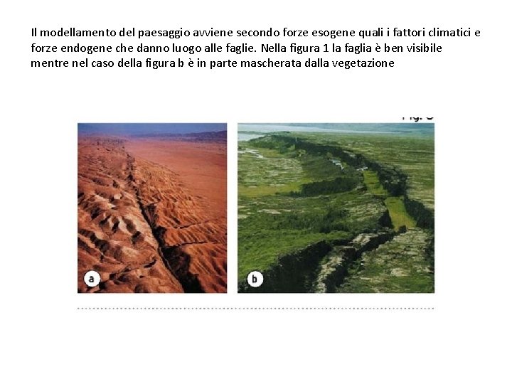 Il modellamento del paesaggio avviene secondo forze esogene quali i fattori climatici e forze