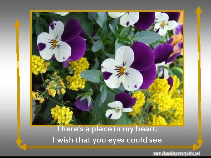 There’s a place in my heart. I wish that you eyes could see 