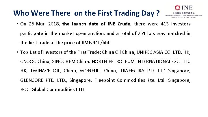 Who Were There on the First Trading Day ? • On 26 -Mar, 2018,