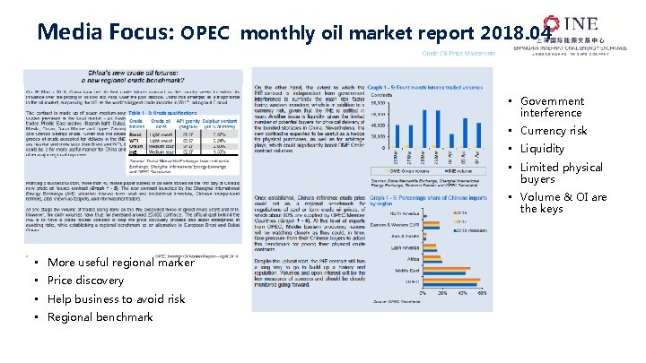 Media Focus: OPEC monthly oil market report 2018. 04 • Government interference • Currency