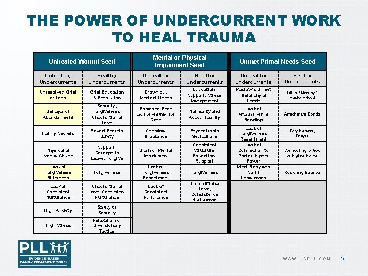 THE POWER OF UNDERCURRENT WORK TO HEAL TRAUMA Unhealed Wound Seed Mental or Physical