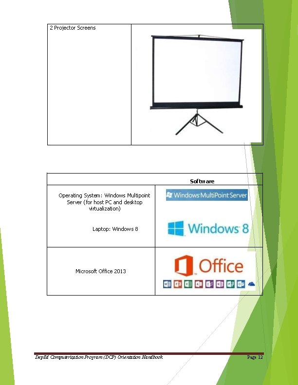 2 Projector Screens Software Operating System: Windows Multipoint Server (for host PC and desktop 2 Projector Screens Software Operating System: Windows Multipoint Server (for host PC and desktop