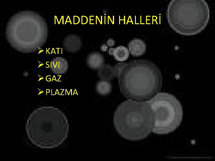 MADDENİN HALLERİ Ø KATI Ø SIVI Ø GAZ Ø PLAZMA 