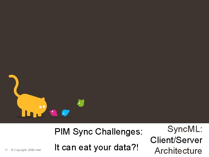 PIM Sync Challenges: 11 © Copyright, 2009 Intel It can eat your data? !