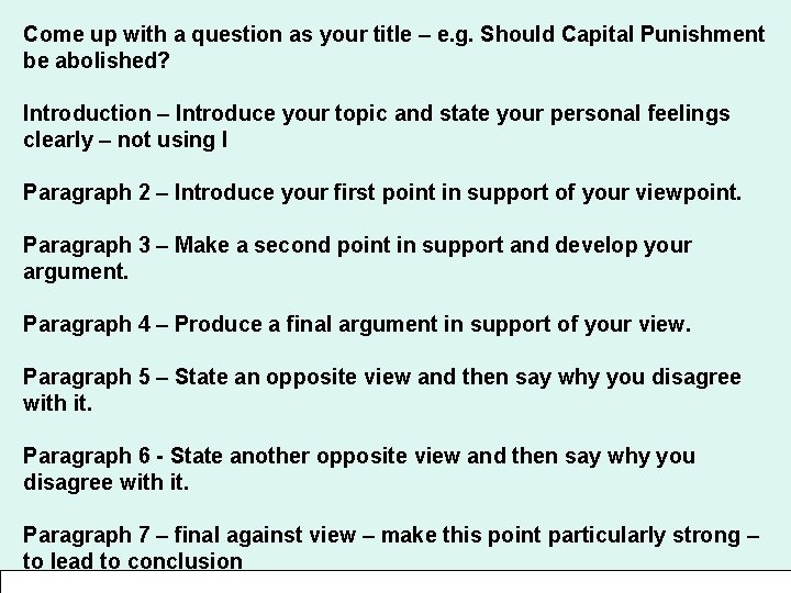 Come up with a question as your title – e. g. Should Capital Punishment