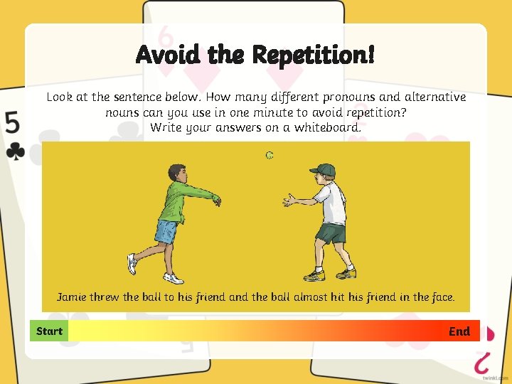Avoid the Repetition! Look at the sentence below. How many different pronouns and alternative
