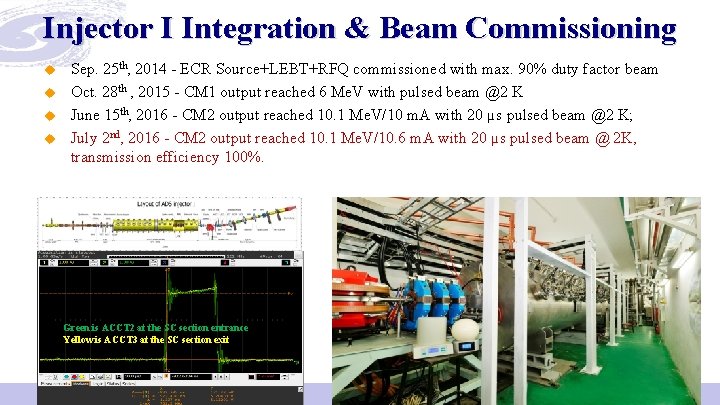Injector I Integration & Beam Commissioning u u Sep. 25 th, 2014 - ECR