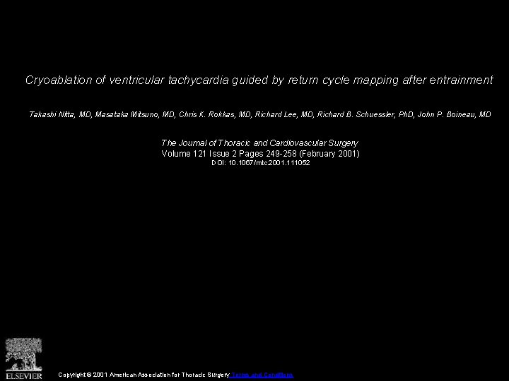 Cryoablation of ventricular tachycardia guided by return cycle mapping after entrainment Takashi Nitta, MD,