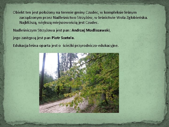 Obiekt ten jest położony na terenie gminy Czudec, w kompleksie leśnym zarządzonym przez Nadleśnictwo