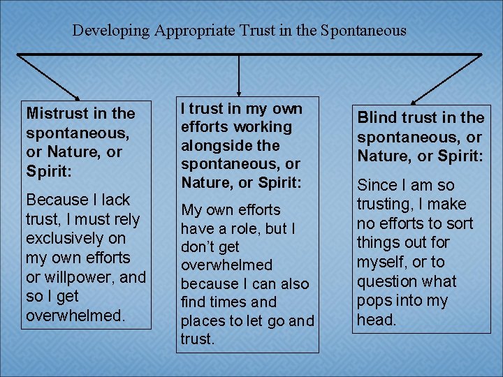 Developing Appropriate Trust in the Spontaneous Mistrust in the spontaneous, or Nature, or Spirit: