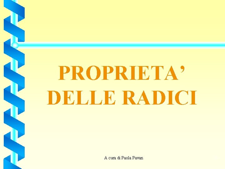 PROPRIETA’ DELLE RADICI A cura di Paola Pavan 10 