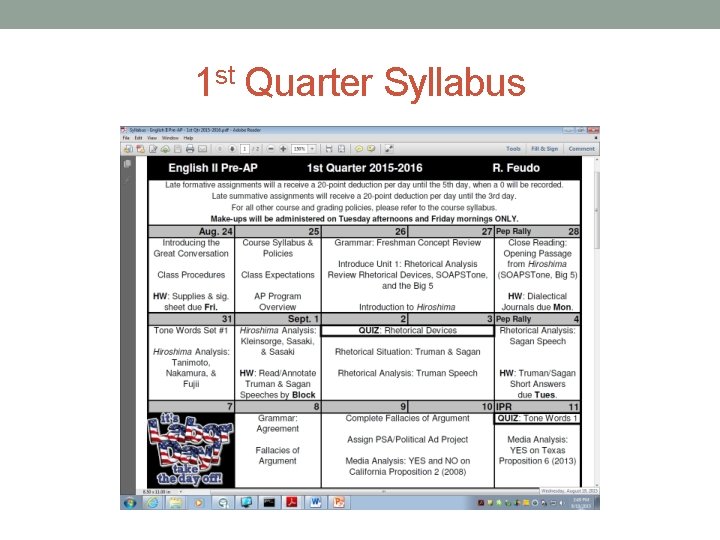 1 st Quarter Syllabus 