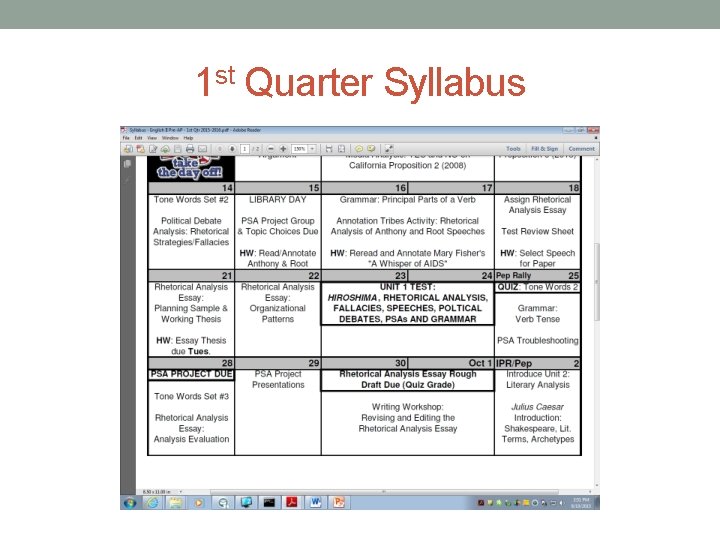 1 st Quarter Syllabus 