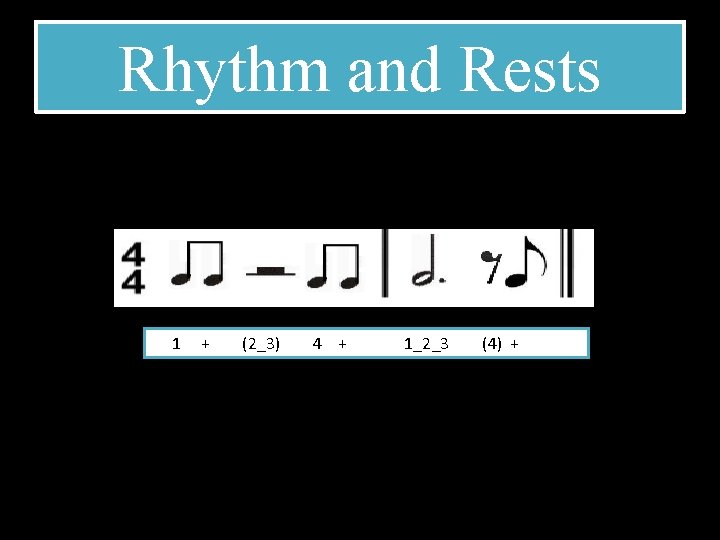 Rhythm and Rests 1 + (2_3) 4 + 1_2_3 (4) + 