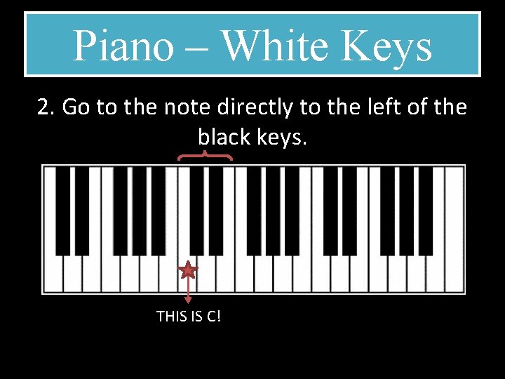 Piano – White Keys 2. Go to the note directly to the left of