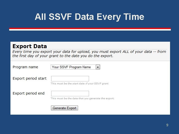 All SSVF Data Every Time 9 