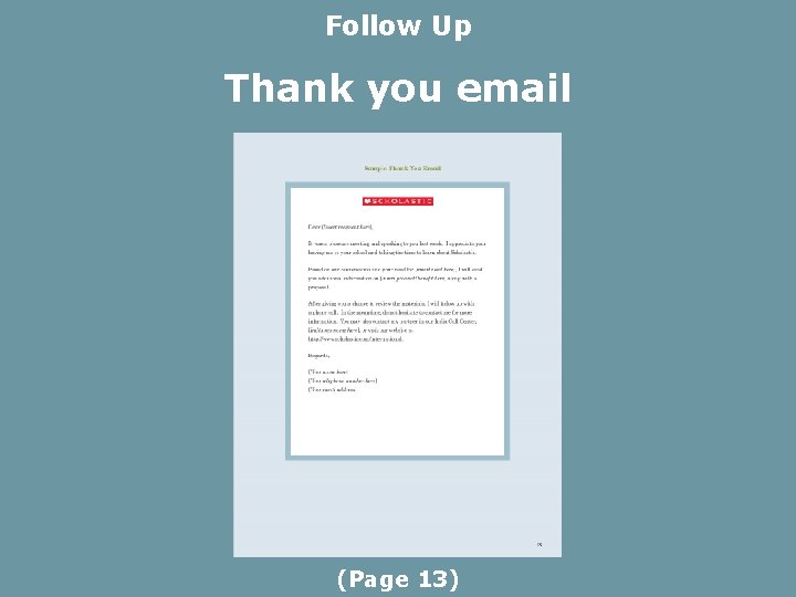 Follow Up Thank you email (Page 13) 