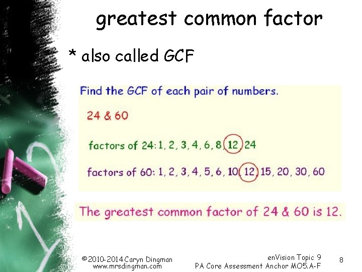 Math Vocabulary Numbers and Operations M 05 AF
