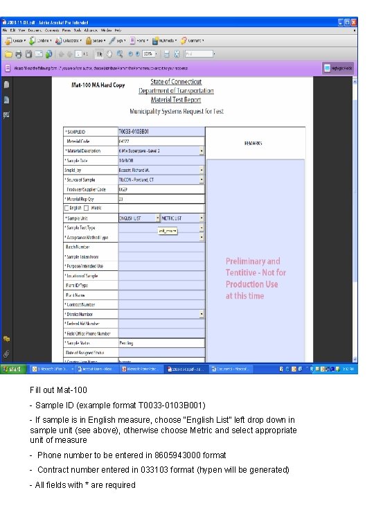 Mat100 Instructions for download and completing form Download