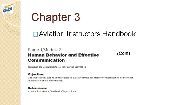 Chapter 3 �Aviation Instructors Handbook (Cont) 