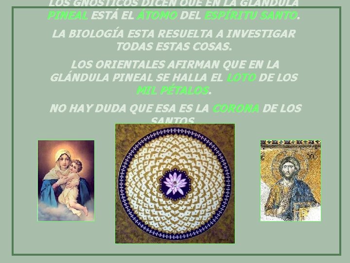 LOS GNÓSTICOS DICEN QUE EN LA GLÁNDULA PINEAL ESTÁ EL ÁTOMO DEL ESPÍRITU SANTO.