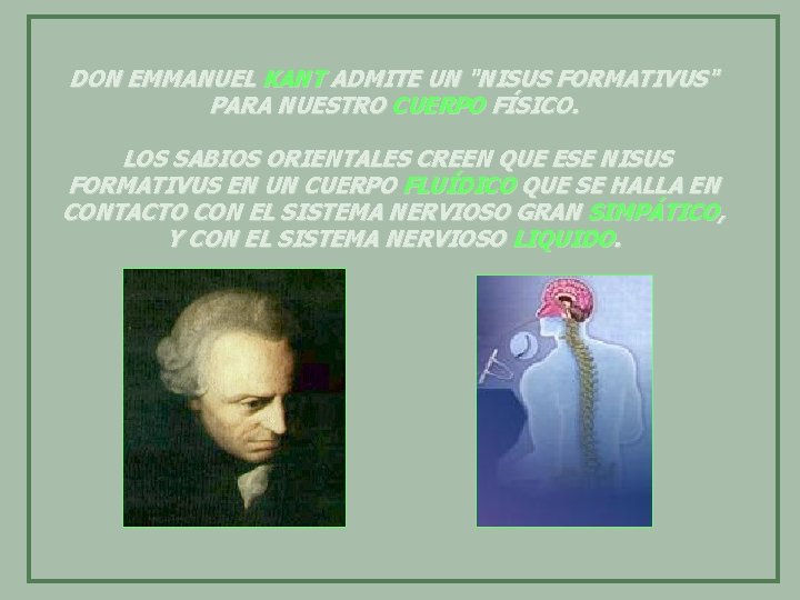 DON EMMANUEL KANT ADMITE UN "NISUS FORMATIVUS" PARA NUESTRO CUERPO FÍSICO. LOS SABIOS ORIENTALES
