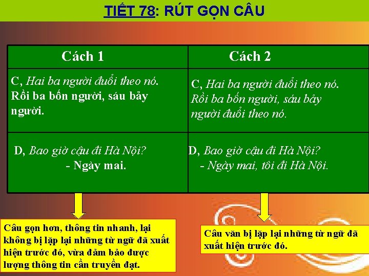 TIẾT 78: RÚT GỌN C U Cách 1 Cách 2 C, Hai ba người