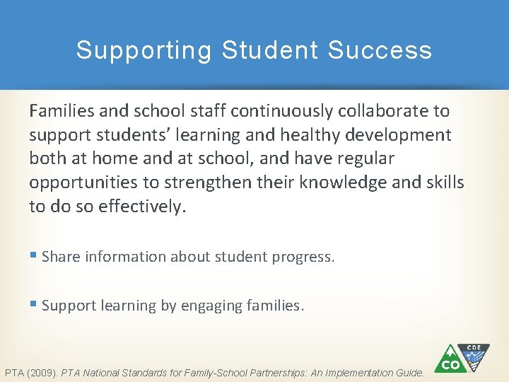 Supporting Student Success Families and school staff continuously collaborate to support students’ learning and