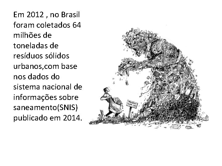 Em 2012 , no Brasil foram coletados 64 milhões de toneladas de resíduos sólidos