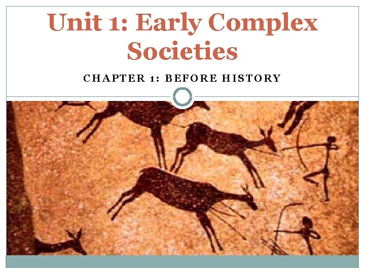 Unit 1: Early Complex Societies CHAPTER 1: BEFORE HISTORY 