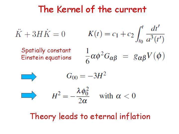 The Kernel of the current Spatially constant Einstein equations Theory leads to eternal inflation