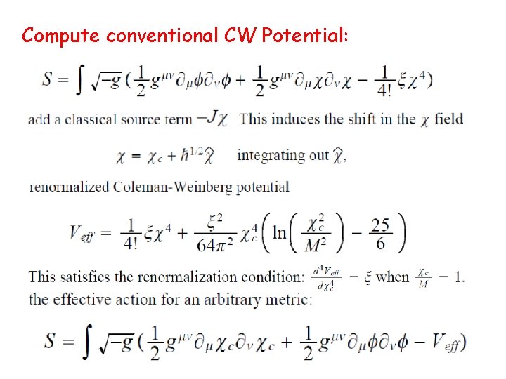 Compute conventional CW Potential: 
