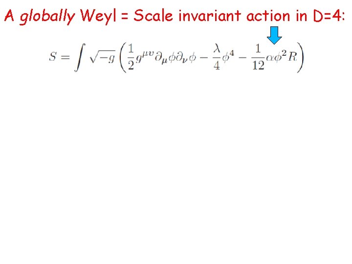 A globally Weyl = Scale invariant action in D=4: 