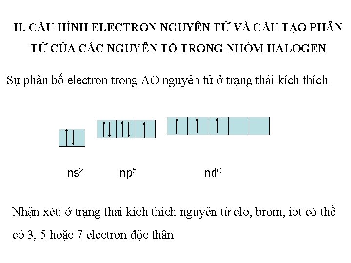 II. CẤU HÌNH ELECTRON NGUYÊN TỬ VÀ CẤU TẠO PH N TỬ CỦA CÁC