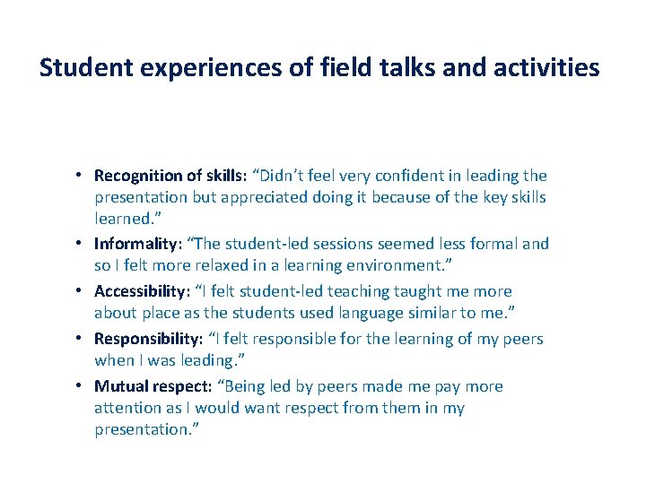 Studentled learning and teaching on international fieldtrips Alan