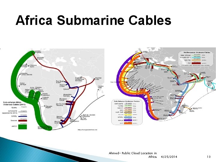 Africa Submarine Cables Ahmed- Public Cloud Location in Africa 4/25/2014 13 