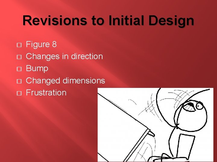 Revisions to Initial Design � � � Figure 8 Changes in direction Bump Changed