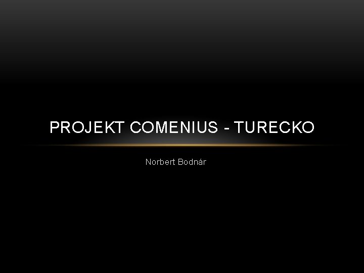 PROJEKT COMENIUS - TURECKO Norbert Bodnár 