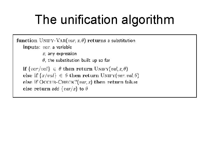 The unification algorithm 