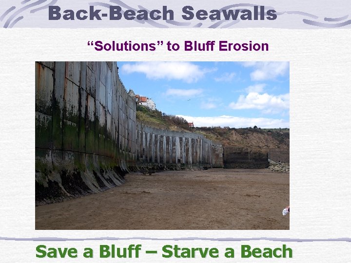 Back-Beach Seawalls “Solutions” to Bluff Erosion Save a Bluff – Starve a Beach 