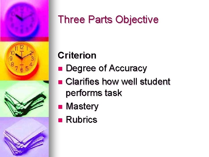 Three Parts Objective Lincoln Avenue School Three Parts