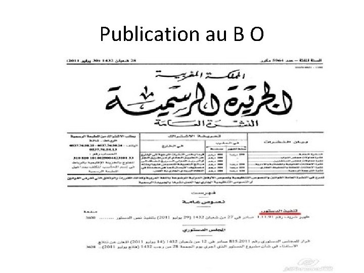 Publication au B O 