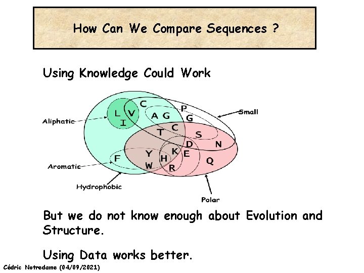 How Can We Compare Sequences ? Using Knowledge Could Work C Aliphatic L V