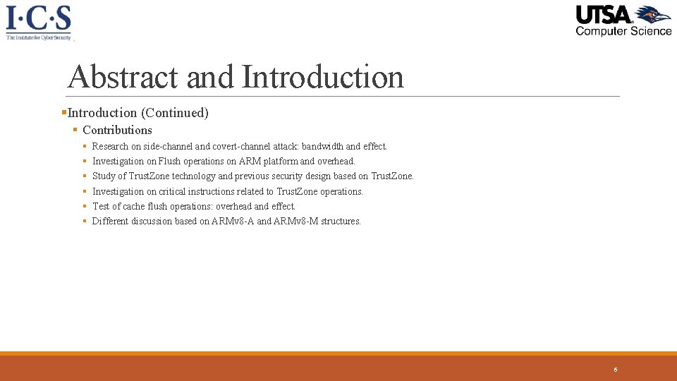 Abstract and Introduction §Introduction (Continued) § Contributions § § § Research on side-channel and Abstract and Introduction §Introduction (Continued) § Contributions § § § Research on side-channel and