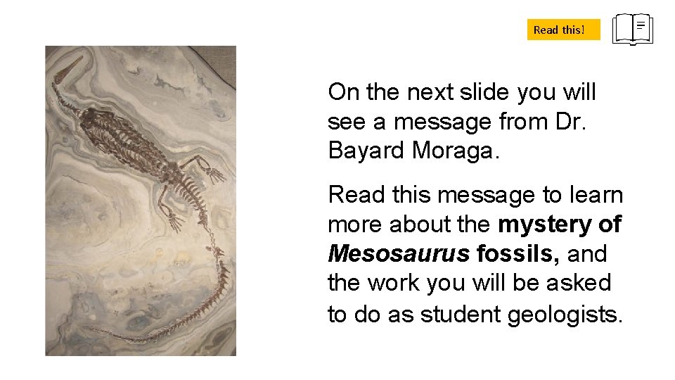 Read this! On the next slide you will see a message from Dr. Bayard