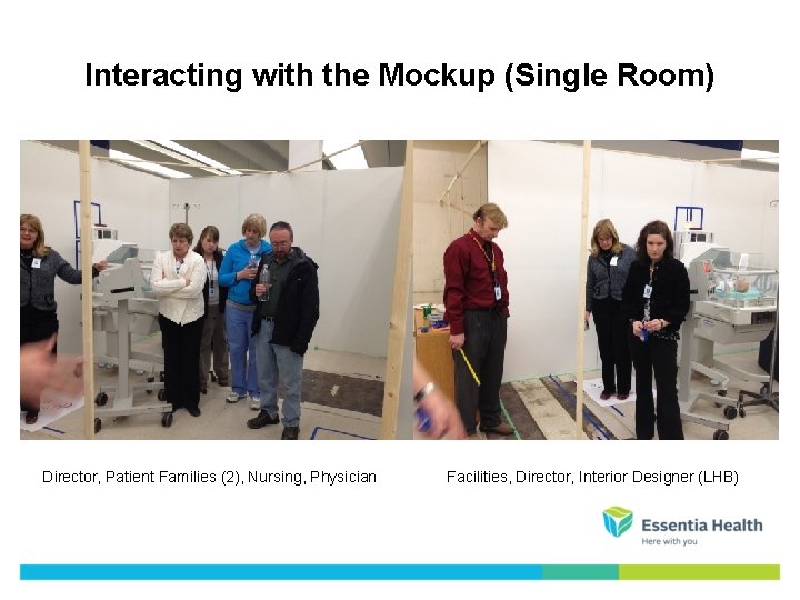 Interacting with the Mockup (Single Room) Director, Patient Families (2), Nursing, Physician Facilities, Director,