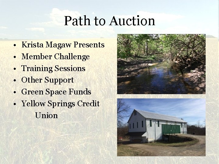 Path to Auction • • • Krista Magaw Presents Member Challenge Training Sessions Other