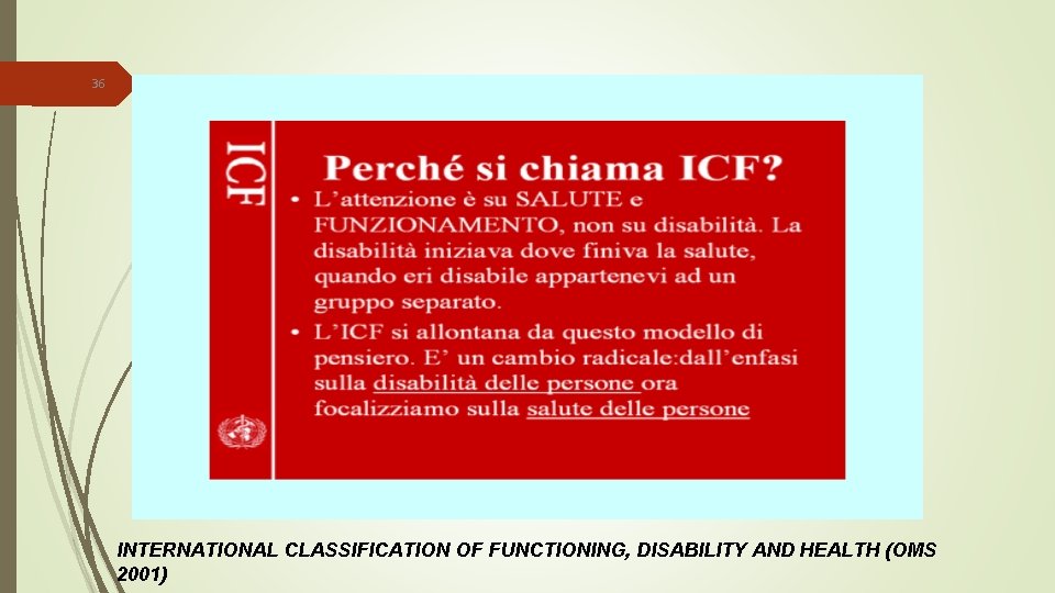 36 INTERNATIONAL CLASSIFICATION OF FUNCTIONING, DISABILITY AND HEALTH (OMS 2001) 